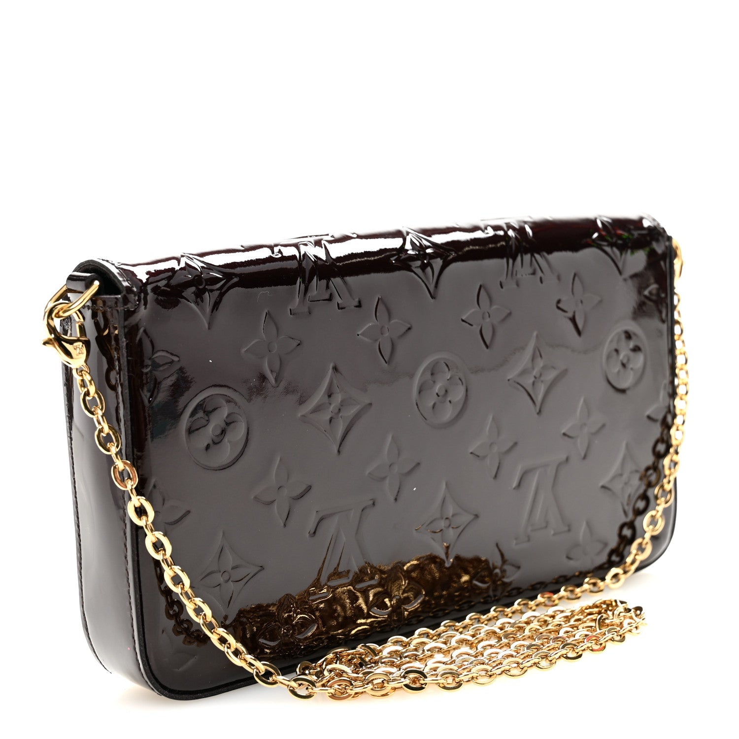 Louis Vuitton Vernis Pochette Felicie Chain Wallet Amarante