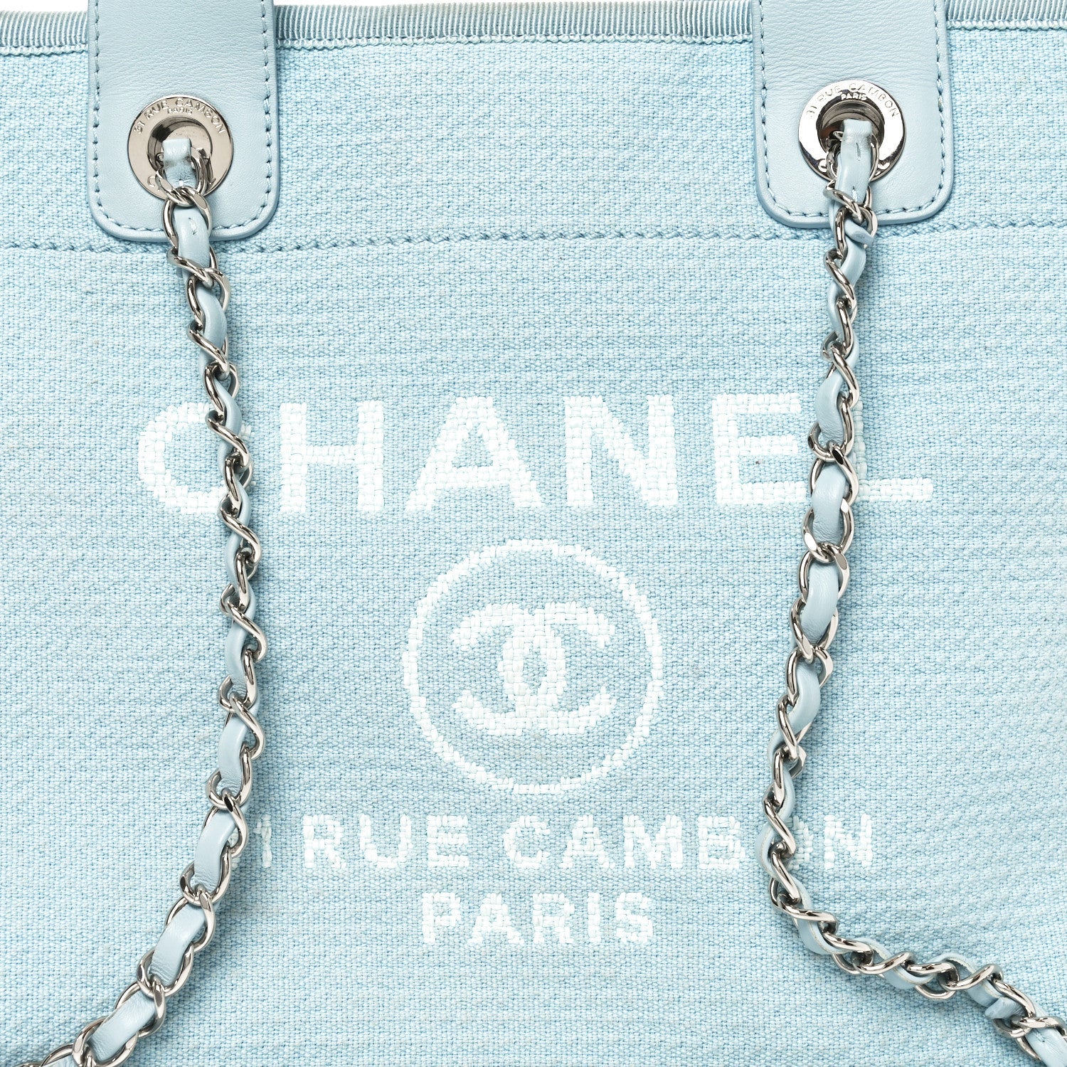 Chanel Mixed Fibers Medium Deauville Tote Light Blue
