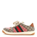 Gucci GG Supreme Monogram Harness Calfskin Web Mens Screener Sneakers 10.5 Beige Ebony Rosso Harness Brown