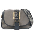 FENDI Zucca Canvas Leather Shoulder Bag Gray Black 8BT097