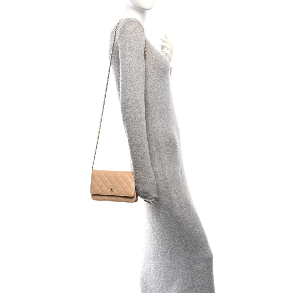Chanel Caviar Quilted Wallet on Chain WOC Beige