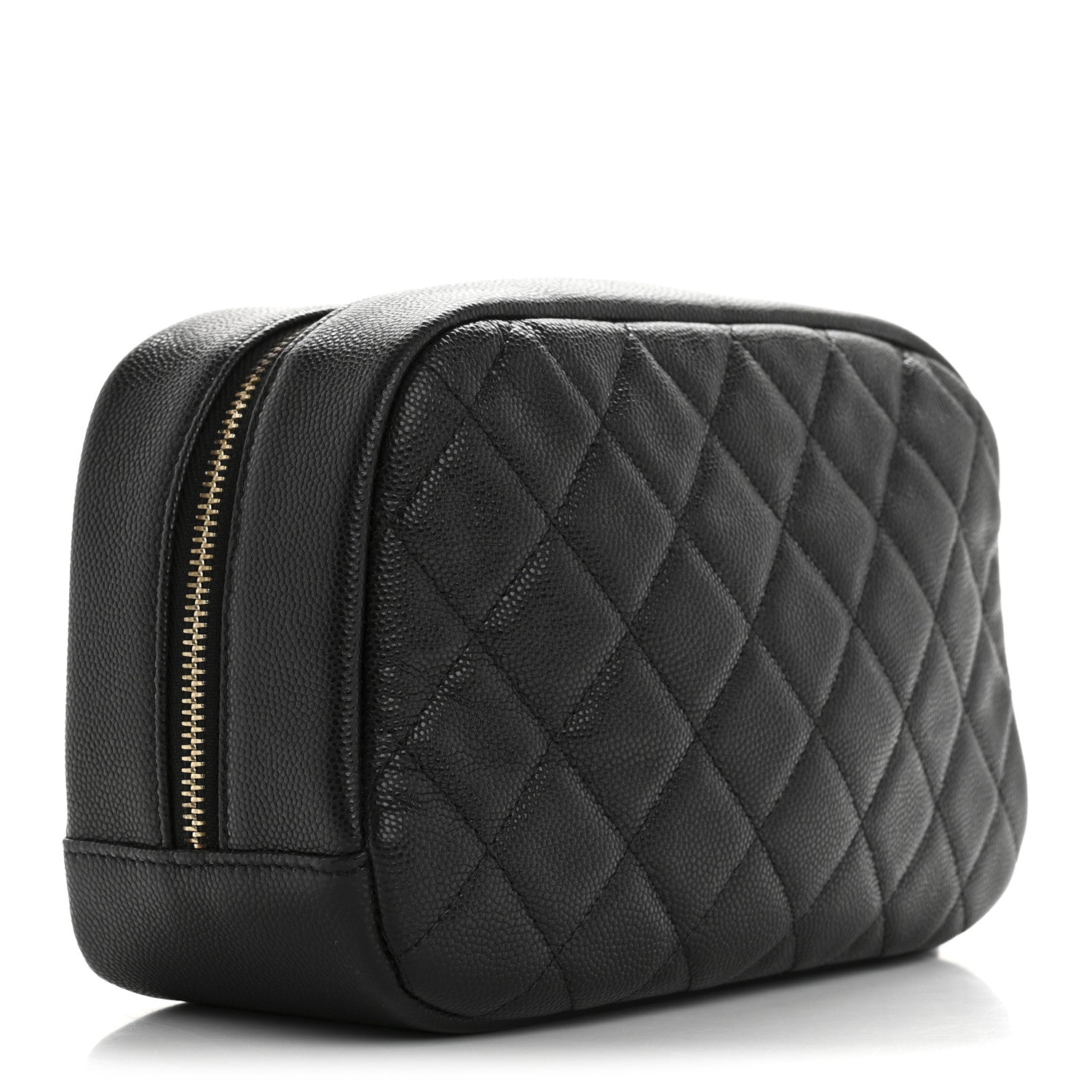 Caviar Quilted Medium Curvy Pouch Cosmetic Case Black