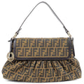 FENDI Zucca Canvas Leather Shoulder Bag Khaki Brown 8BR436