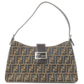 FENDI Zucca Canvas Leather Shoulder Bag Beige Brown 09161151001