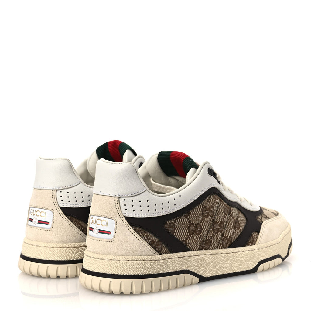 Gucci Monogram Suede Re-Web Sneakers 6 Ivory Beige Ebony