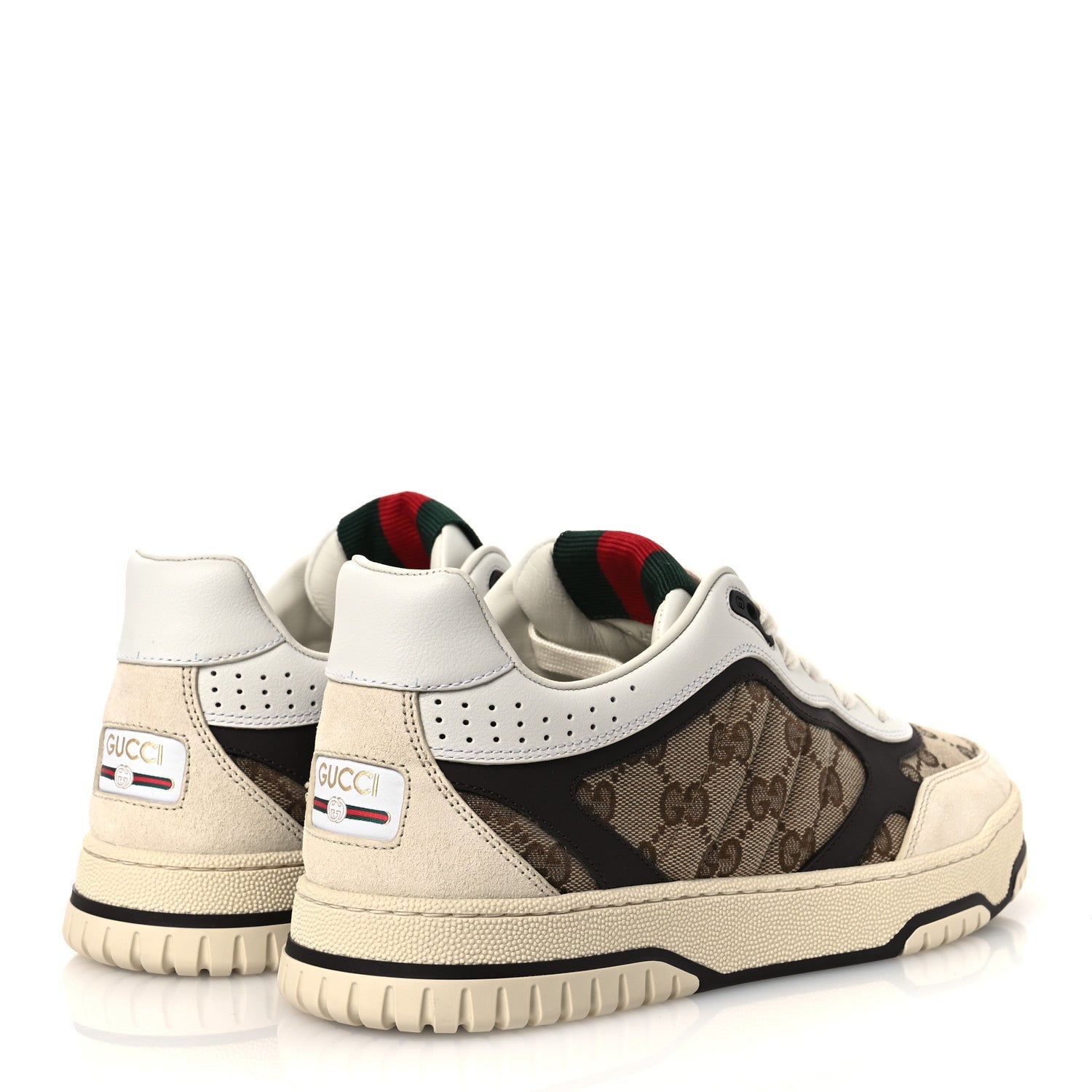 Gucci Monogram Suede Re-Web Sneakers 6 Ivory Beige Ebony