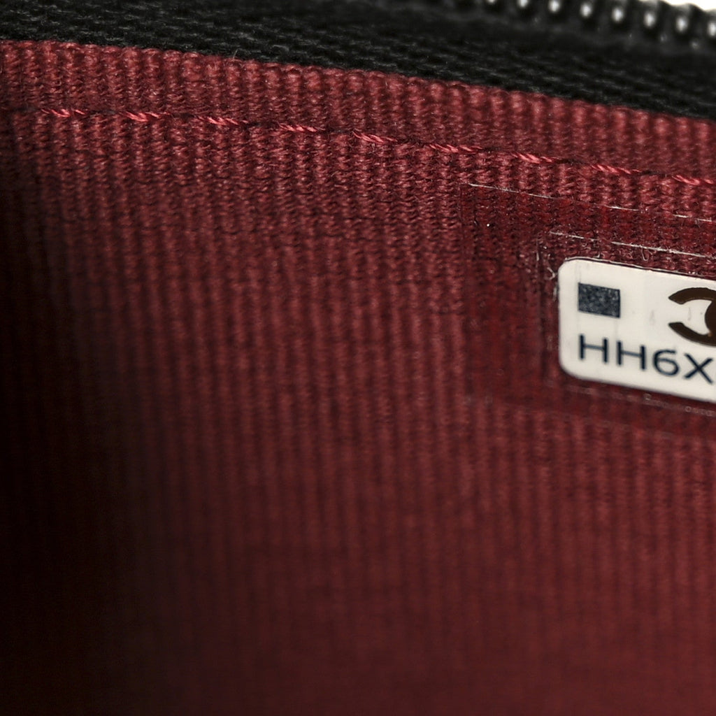 Chanel Lambskin Quilted CC Pearl Enamel Clutch on Chain WOC Black