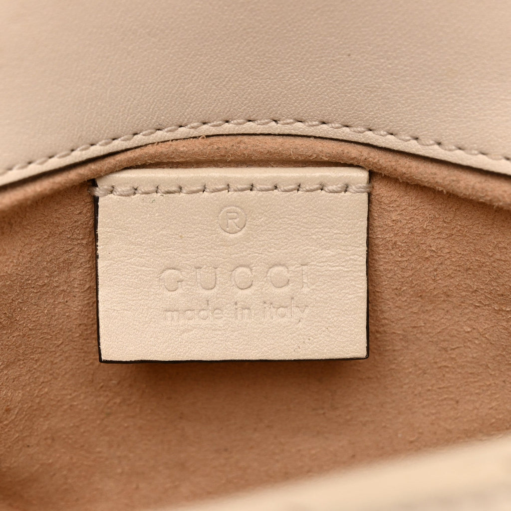 Gucci Calfskin Matelasse Super Mini GG Marmont Shoulder Bag White