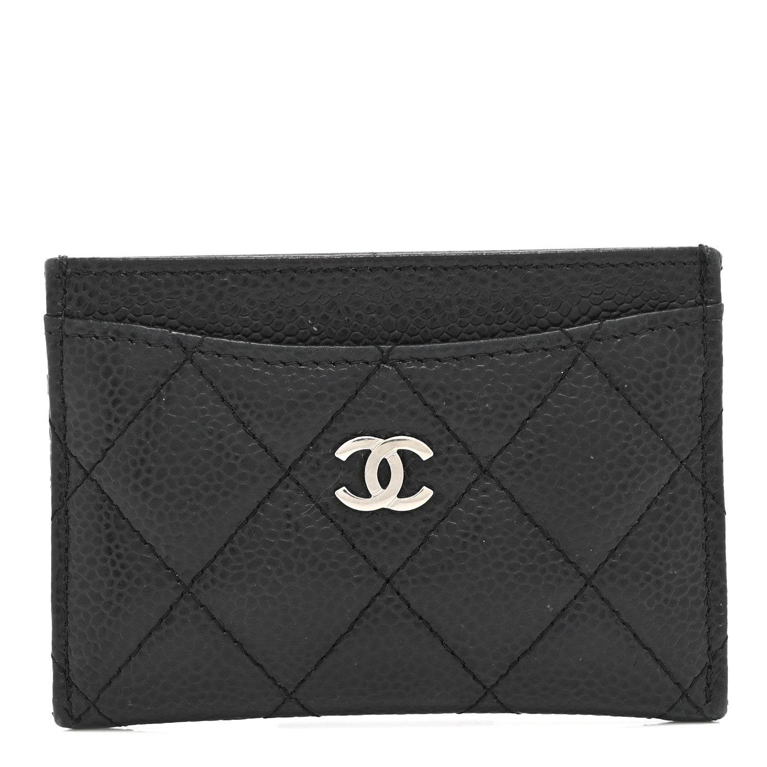 Caviar Quilted Card Holder Black