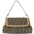 FENDI Zucca Canvas Leather Shoulder Bag Beige Brown 8BR445