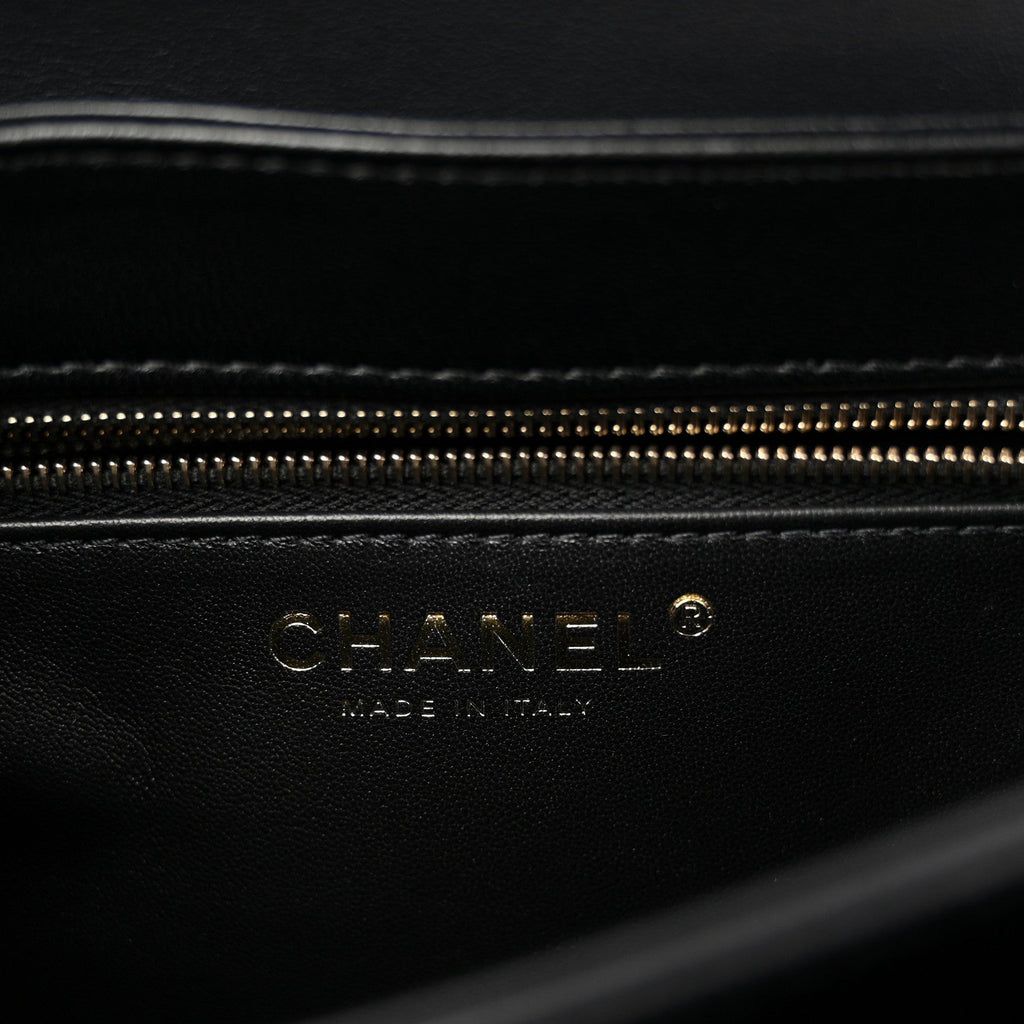 Chanel Lambskin Quilted Small Trendy CC Chain Dual Handle Flap Bag Black