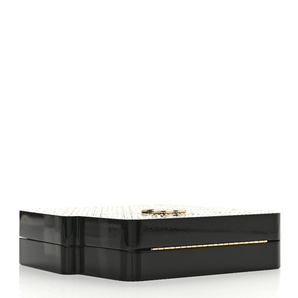 Chanel Plexiglass Crystal Quilted Minaudiere Clutch Black White