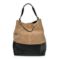 Chanel Suede Shiny Lambskin Quilted Large Shopping Bag Beige Black