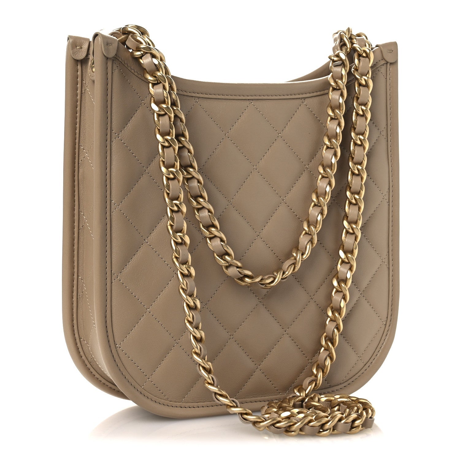 Chanel Calfskin Quilted Small Hobo Beige