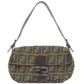 FENDI Zucca Canvas Leather Mamma Baguette Shoulder Bag Khaki 26424