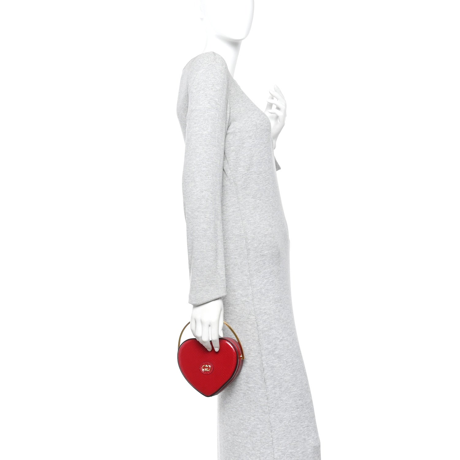 Gucci Snakeskin Broadway Mini Heart Top Handle Bag Rasberry Candy