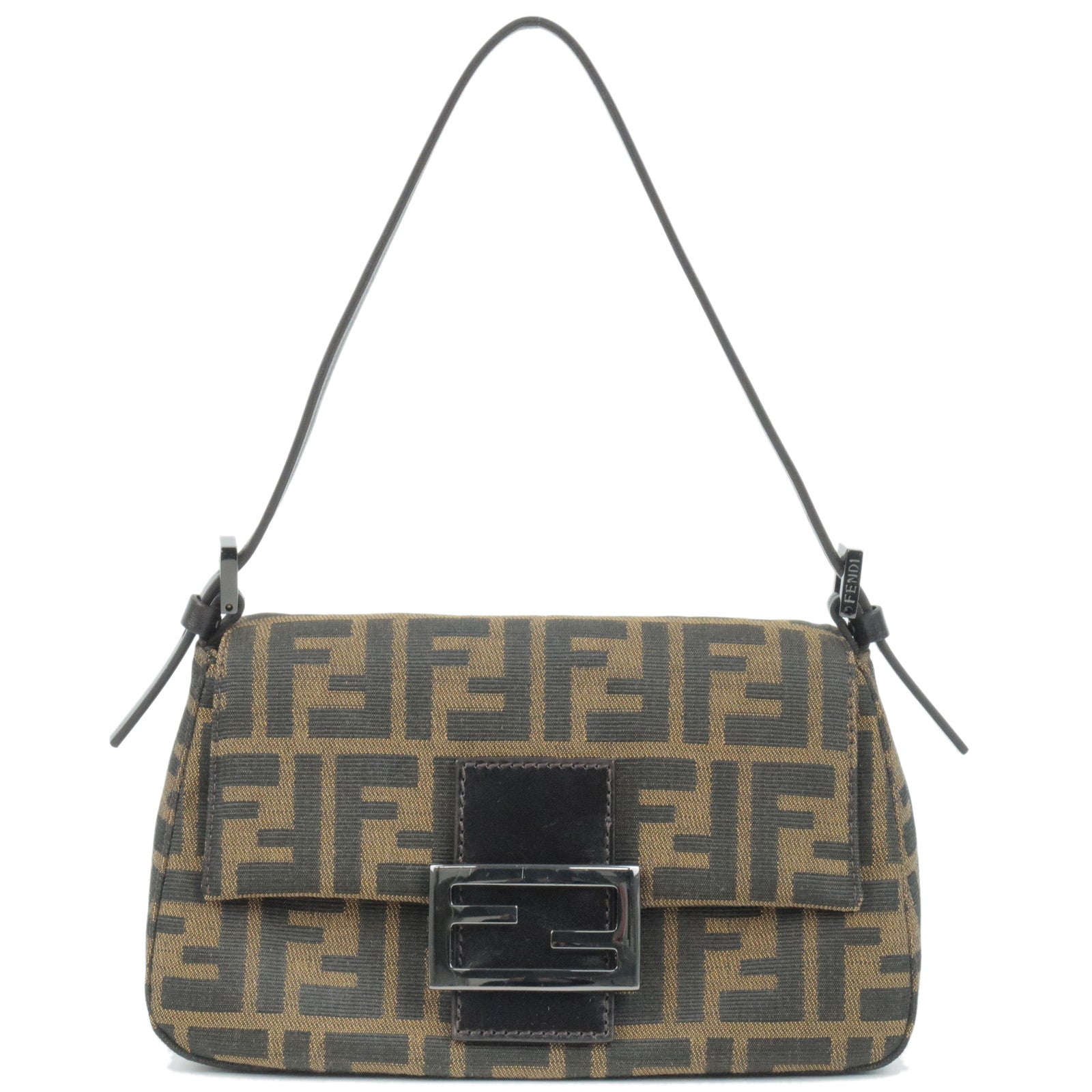 FENDI Zucca Canvas Leather Mamma Baguette Shoulder Bag 8BR180