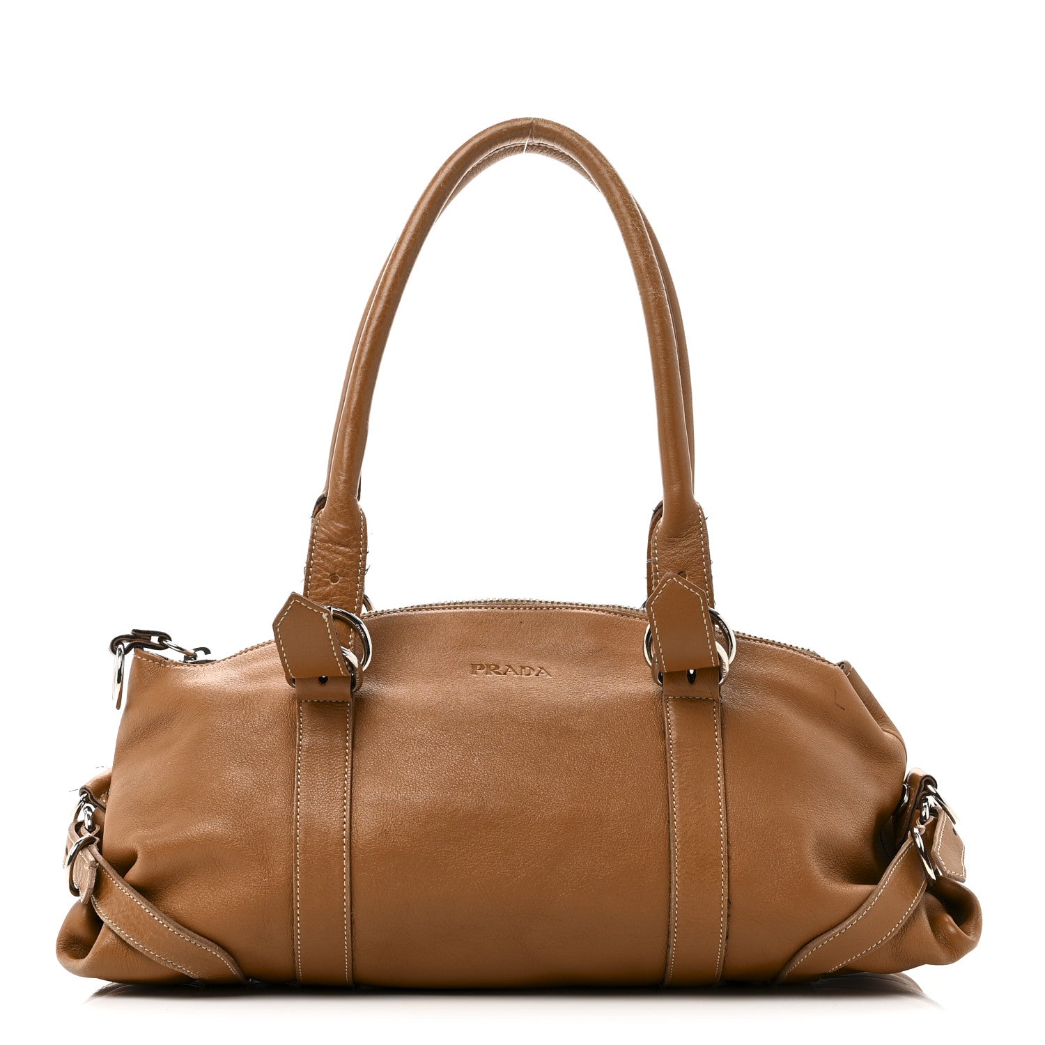 Prada Soft Calf Top Handle Satchel Brown