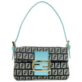 FENDI Zucchino Canvas Leather Mini Mamma Baguette Bag 8BK005