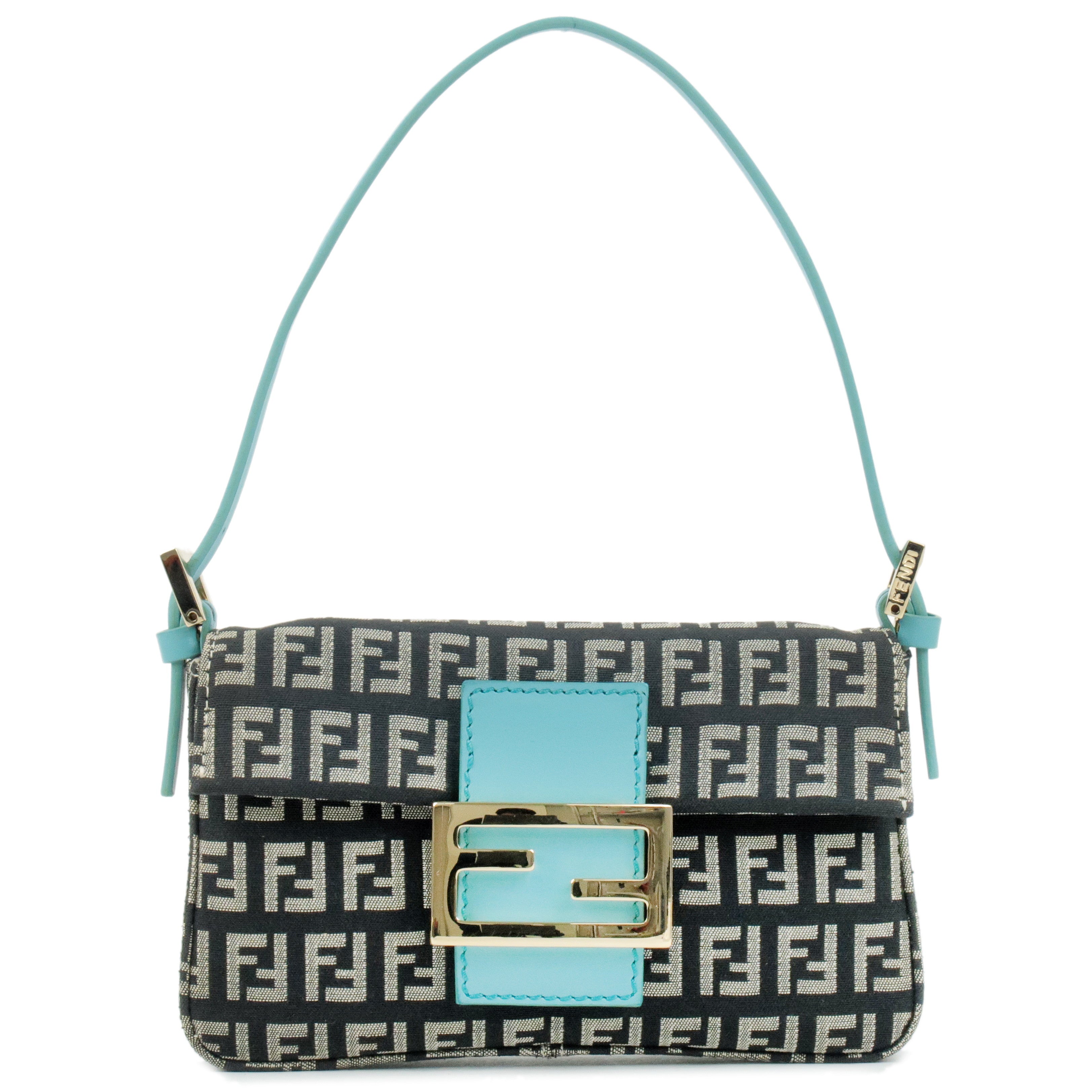 FENDI Zucchino Canvas Leather Mini Mamma Baguette Bag 8BK005