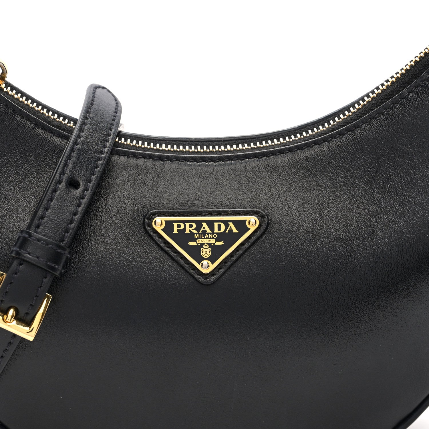 Prada Soft Calfskin Arque Shoulder Bag Black