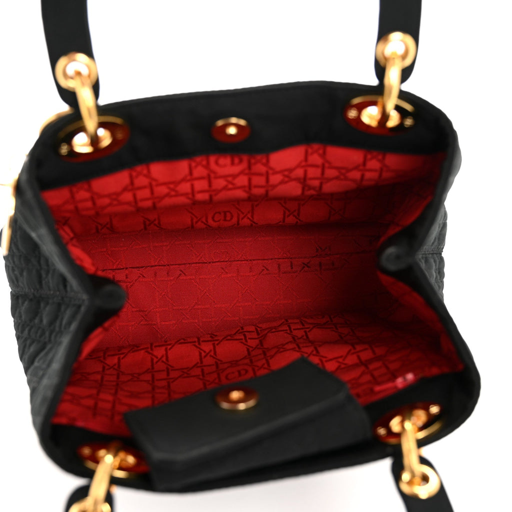 Christian Dior Nylon Cannage Medium Lady Dior Black