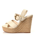 Louis Vuitton Calfskin Monogram Embossed Espadrille Wedge Sandals 36 White