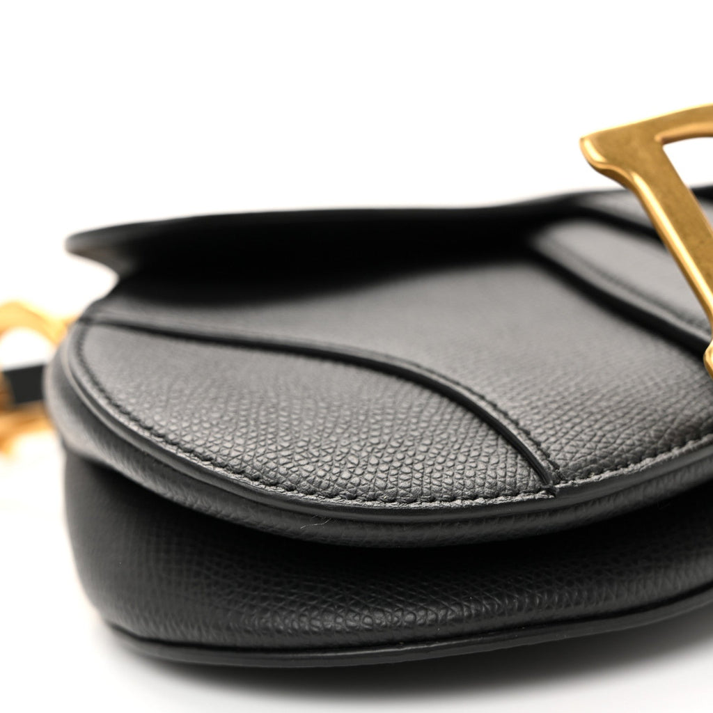 Christian Dior Grained Calfskin Mini Saddle Bag Black