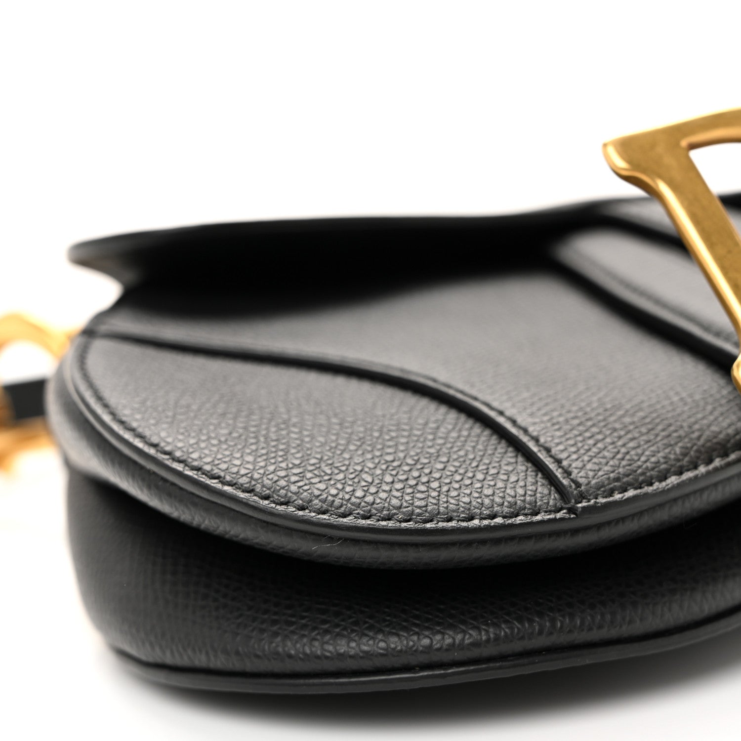 Christian Dior Grained Calfskin Mini Saddle Bag Black