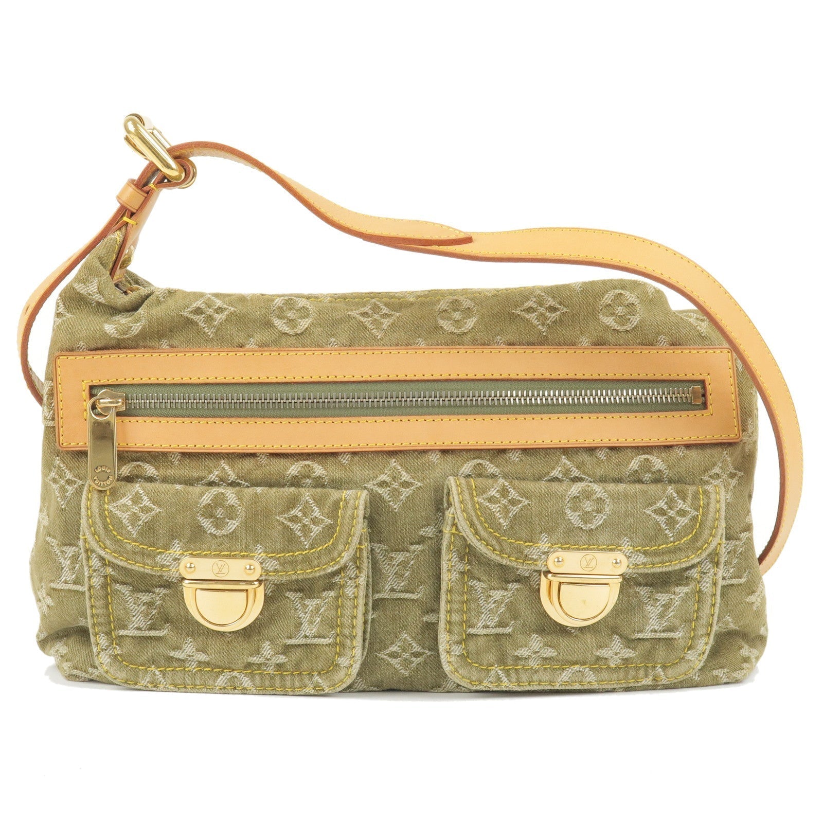 Louis Vuitton Monogram Denim Baggy PM Shoulder Bag Green M95213