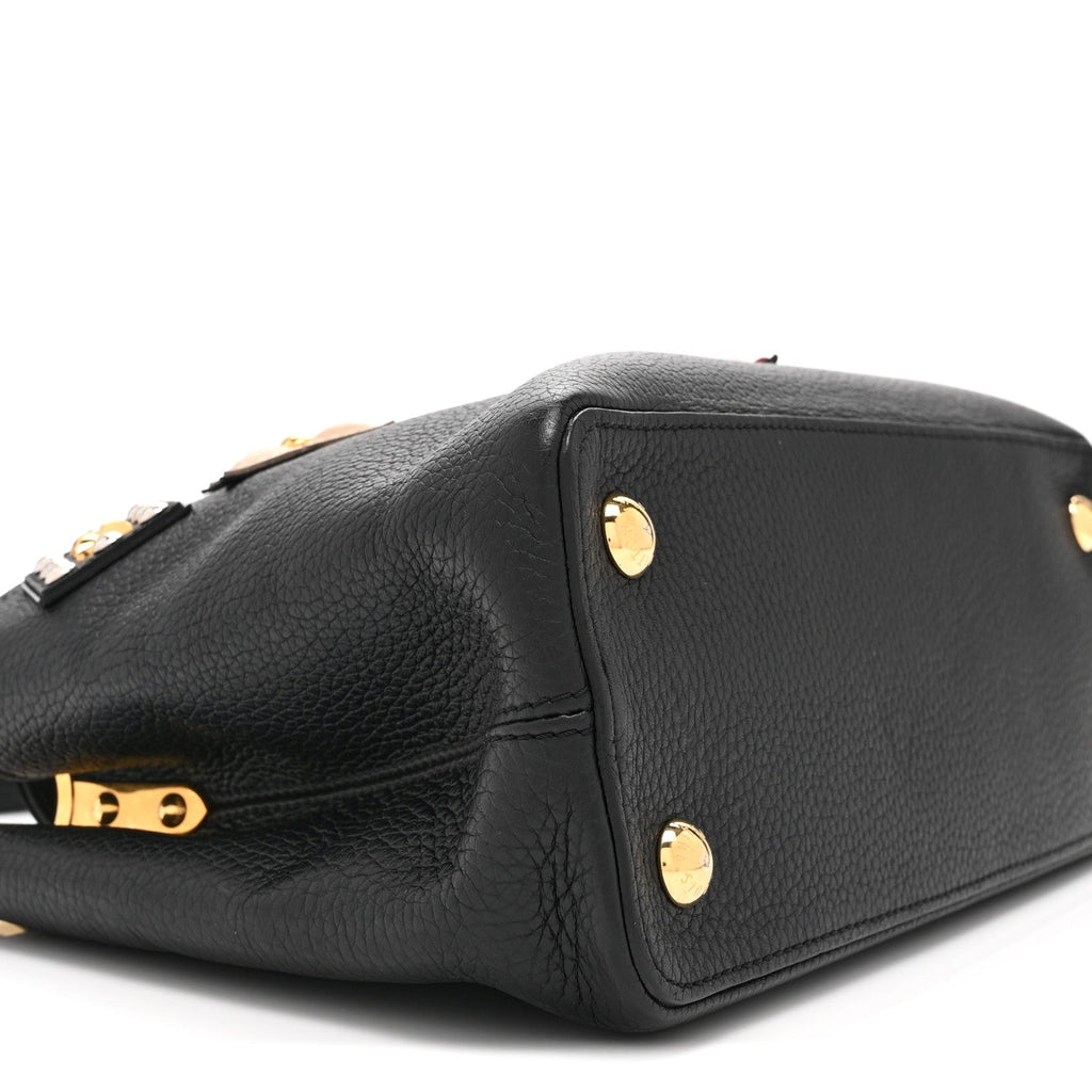 Louis Vuitton Taurillon Mechanical Flowers Smile Capucines PM Black