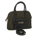 FENDI Zucca Canvas Hand Bag 2way Brown Black  35833