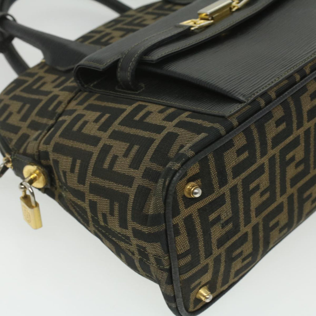 FENDI Zucca Canvas Hand Bag 2way Brown Black  35833