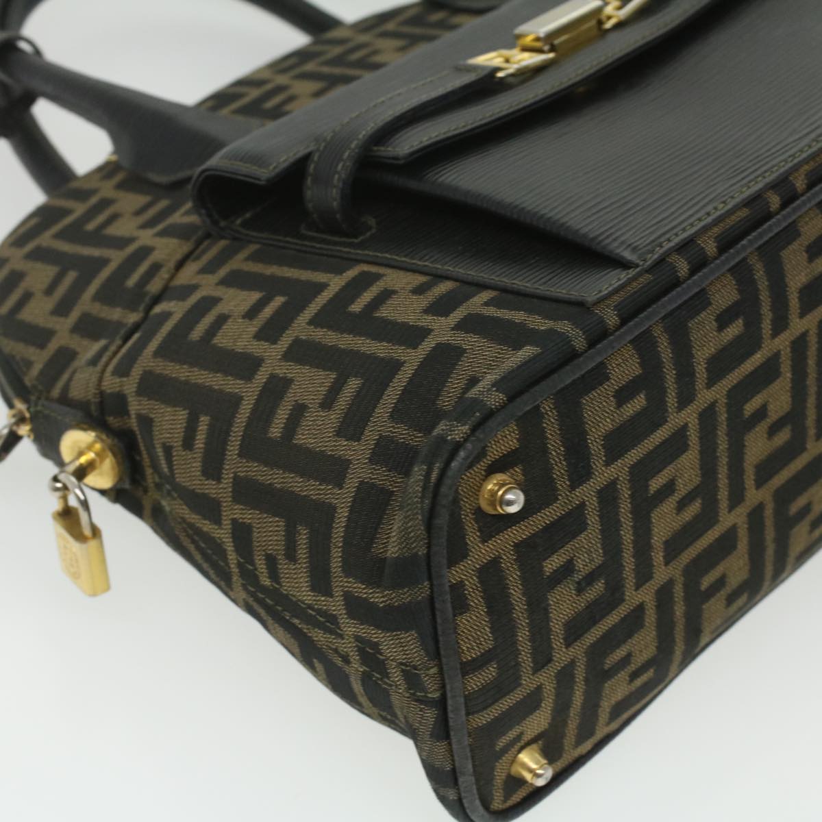 FENDI Zucca Canvas Hand Bag 2way Brown Black  35833