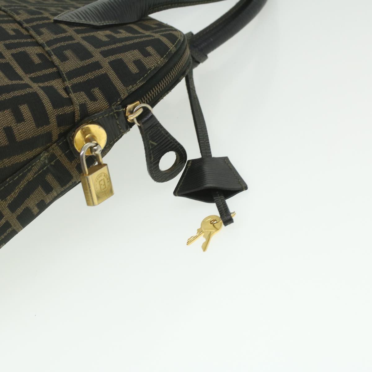 FENDI Zucca Canvas Hand Bag 2way Brown Black  35833