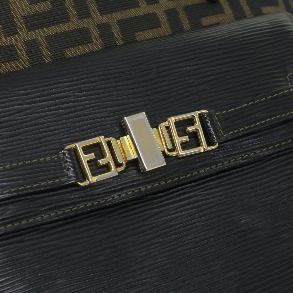 FENDI Zucca Canvas Hand Bag 2way Brown Black  35833