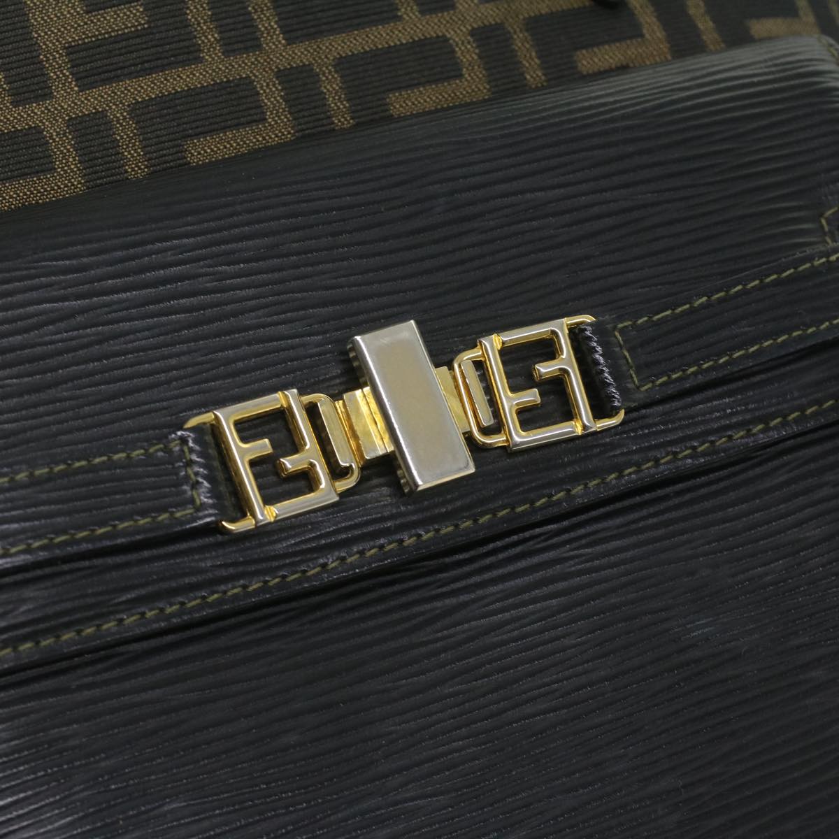 FENDI Zucca Canvas Hand Bag 2way Brown Black Auth 35833