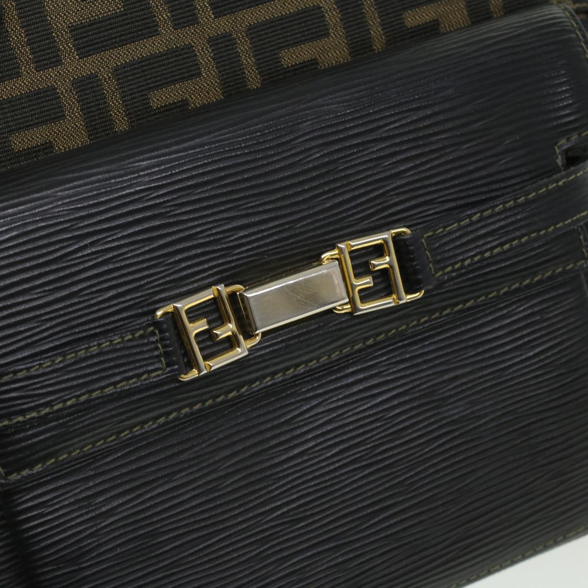 FENDI Zucca Canvas Hand Bag 2way Brown Black  35833