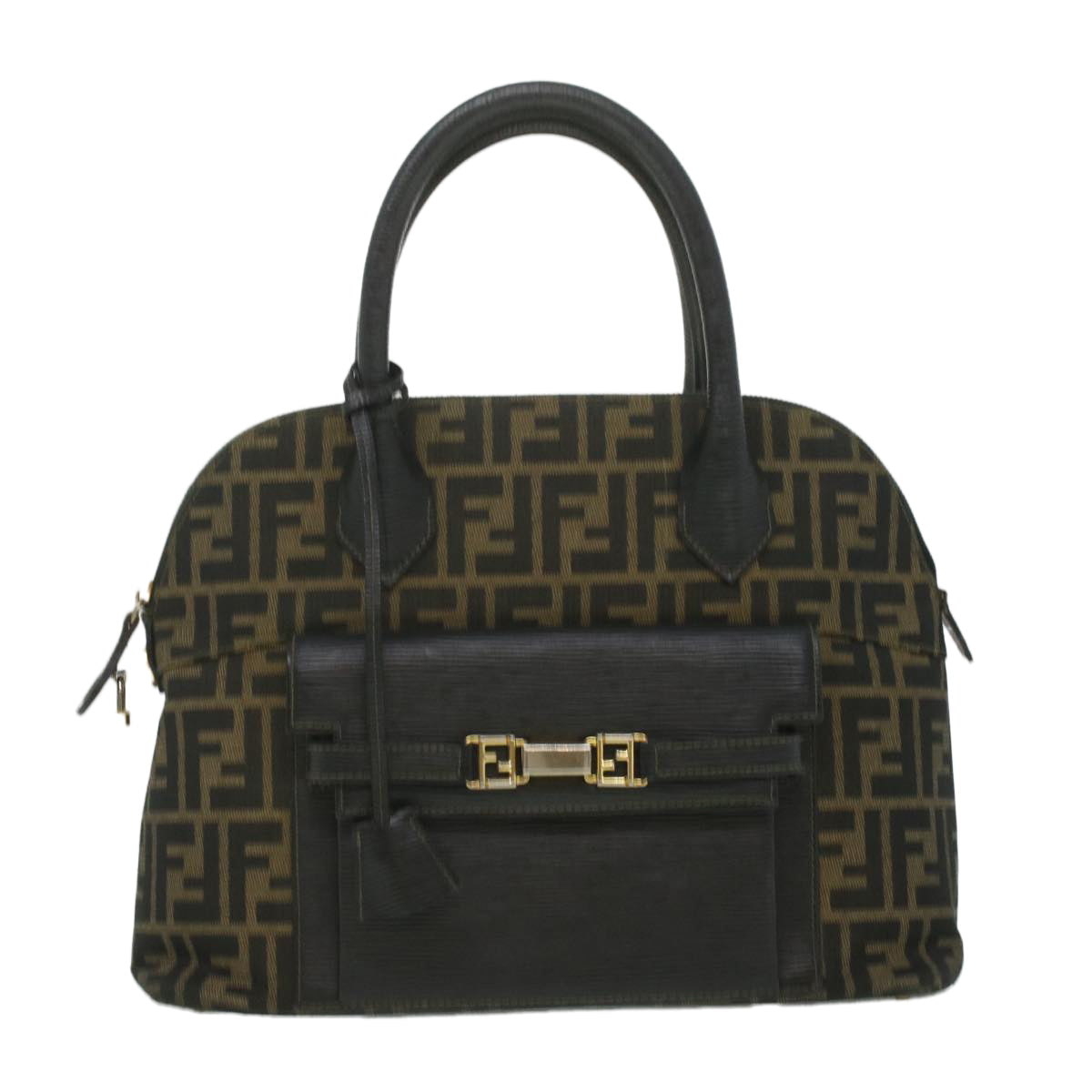 FENDI Zucca Canvas Hand Bag 2way Brown Black Auth 35833