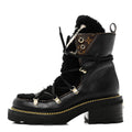 Louis Vuitton Grained Calfskin Shearling LV Beaubourg Ankle Boots 37.5 Black