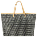 FENDI Zucchino Canvas Leather Tote Bag Black Beige 8BH005