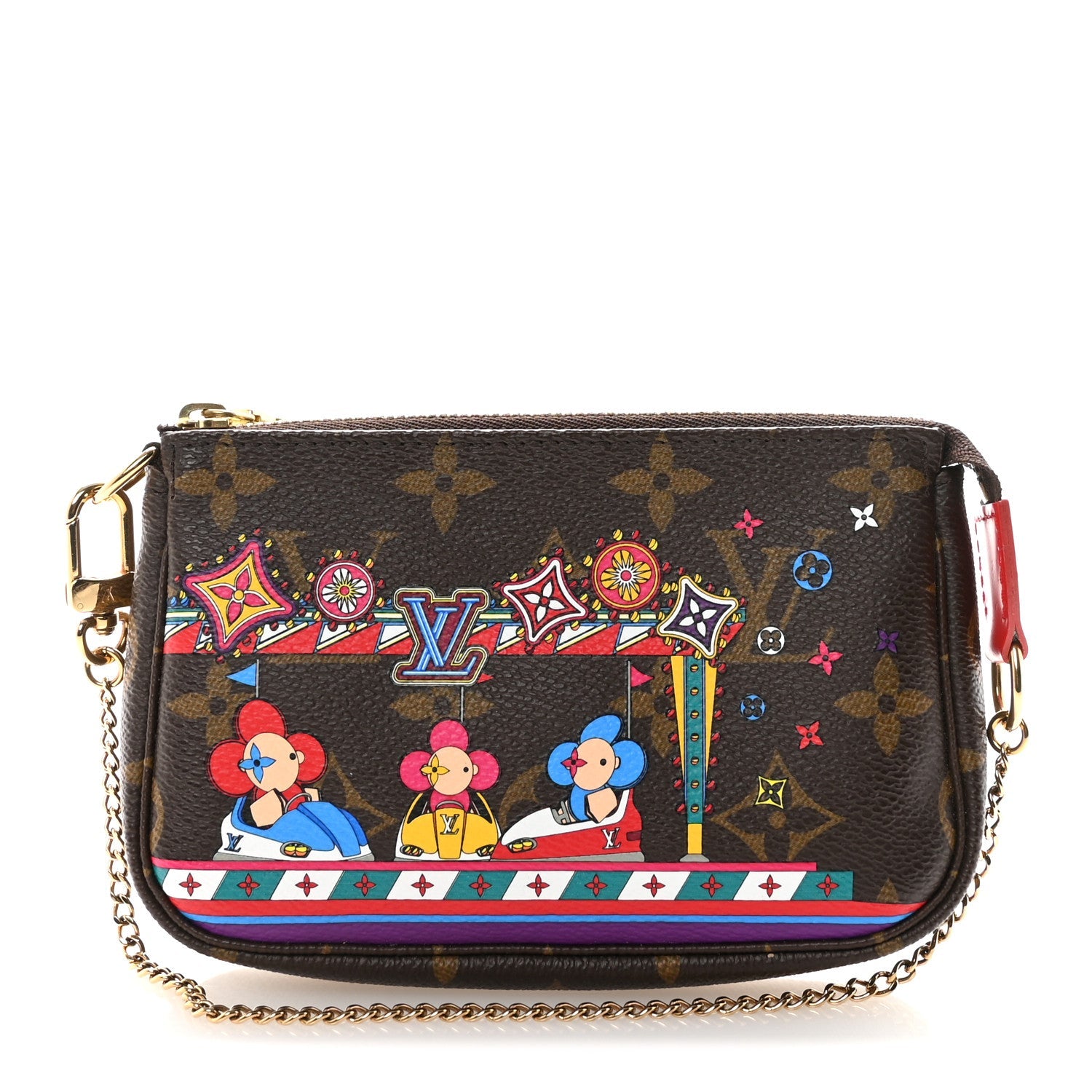 Louis Vuitton Monogram 2020 Christmas Animation Bumper Cars Mini Pochette Accessories Coquelicot