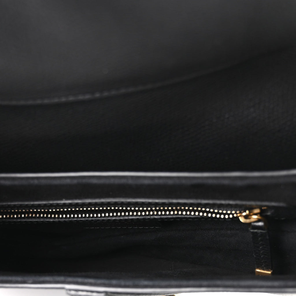 Christian Dior Grained Calfskin Saddle Bag Black
