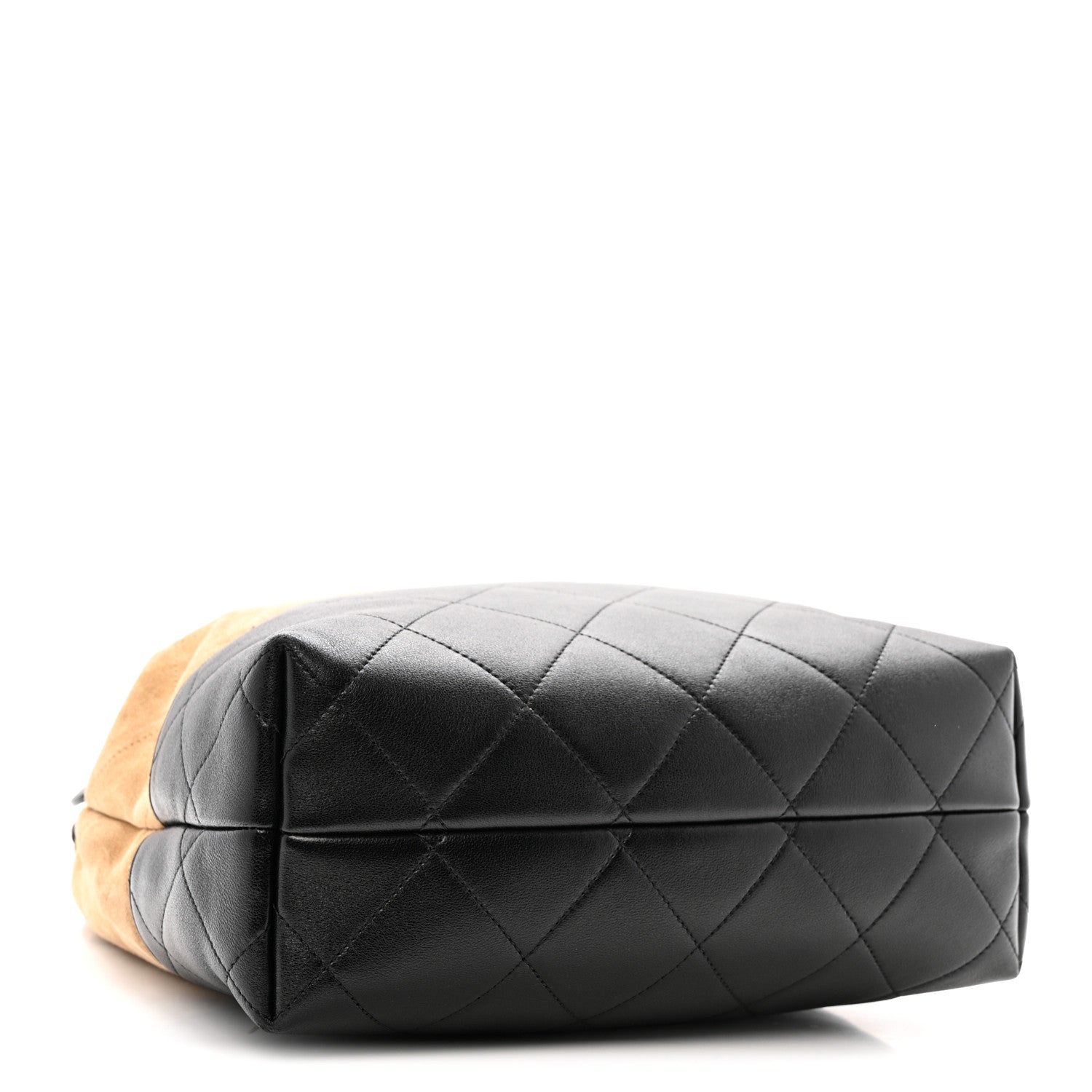 Chanel Suede Calfskin Shiny Lambskin Quilted Coco Base Shopping Bag Beige Black