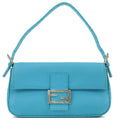 FENDI Selleria Mamma Baguette Leather Shoulder Bag Blue 8BR600