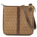 FENDI Zucchino PVC Leather Shoulder Bag Beige Brown 8BT195