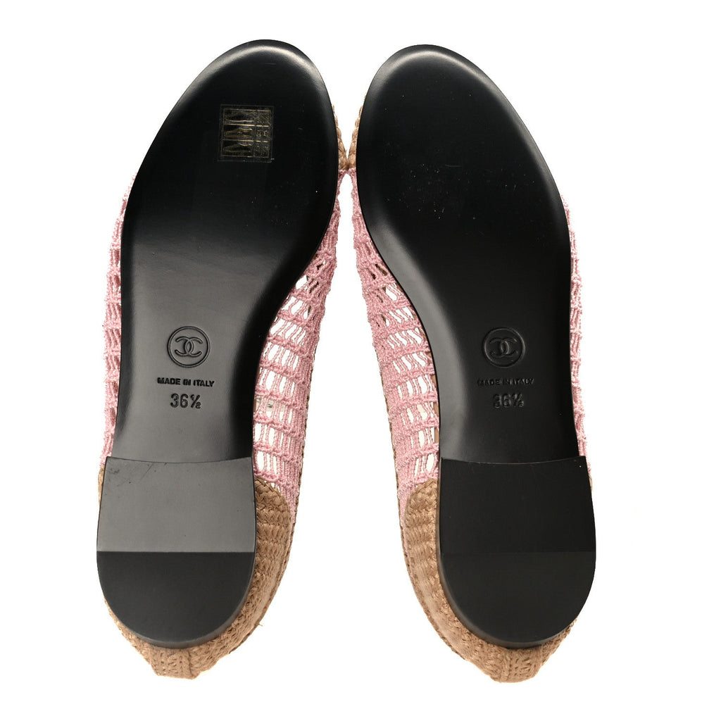 Raffia Cap Toe Ballerina Flats 36.5 Pink Beige