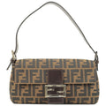 FENDI Zucca Canvas Leather Mamma Baguette Shoulder Bag 26424