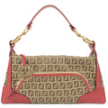 FENDI Zucchino Canvas Leather Shoulder Bag Beige Brown 8BR464