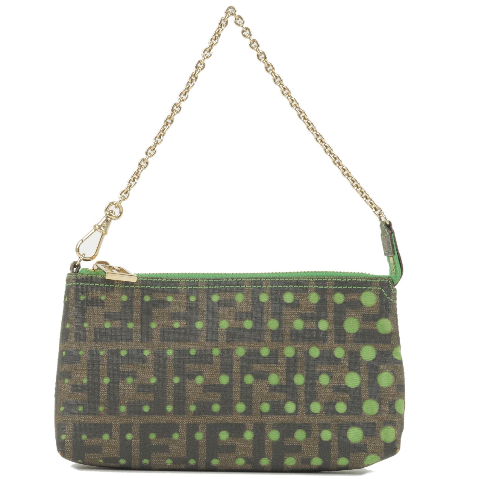 FENDI Zucca Print PVC Accessory Pouch Brown Green 8BR592